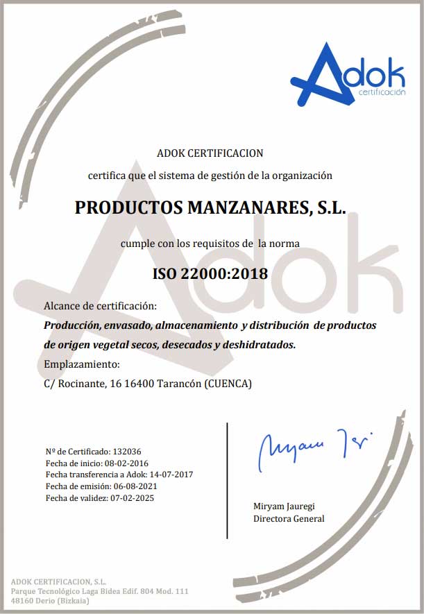 Certificado ISO-22000